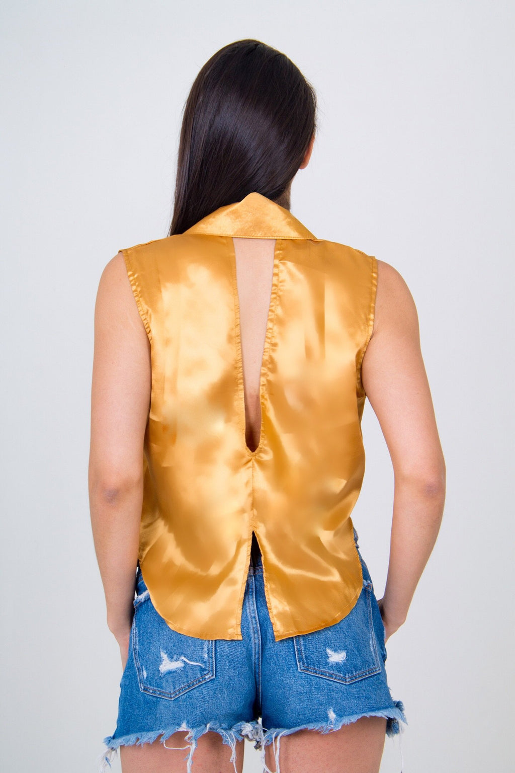 Dragon Buttoned Down Crop Top- Orange Unicornio Azul 