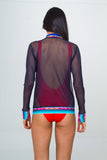 Mesh long sleeve jacket- Neon Blue Print Unicornio Azul 