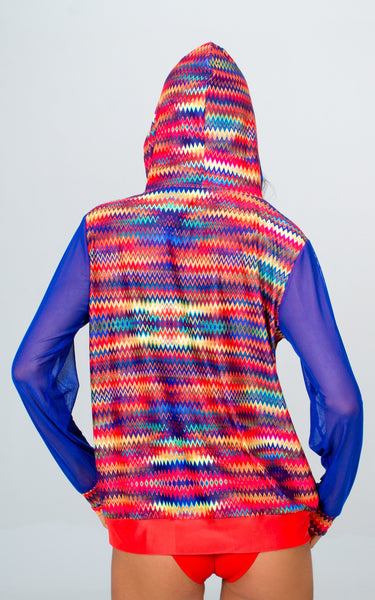 Multicolored Beach Hoodie- Orange Unicornio Azul 