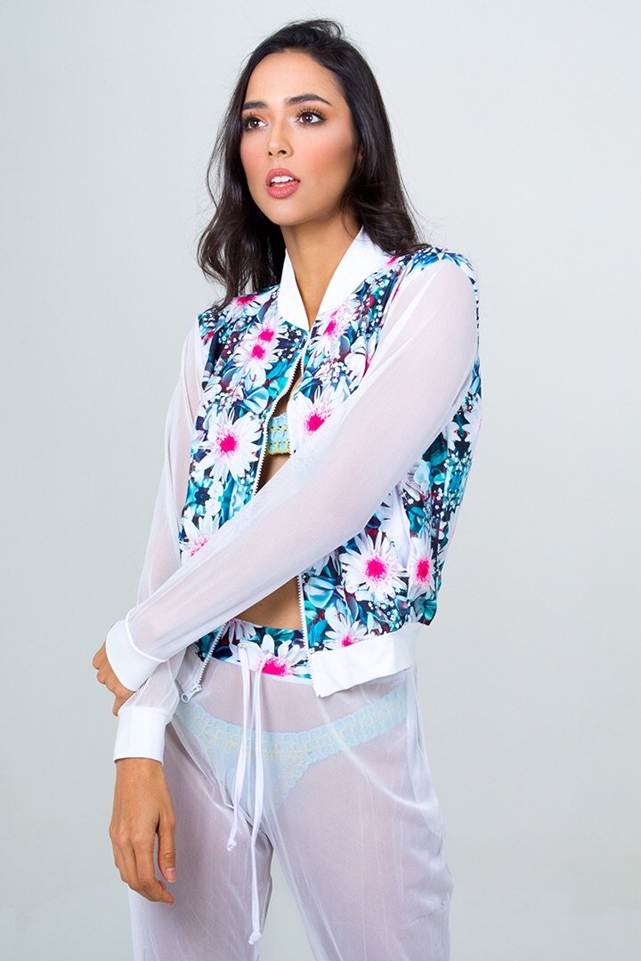 Bomber Jacket and Jogger Pant Beach Set- Blue Unicornio Azul 