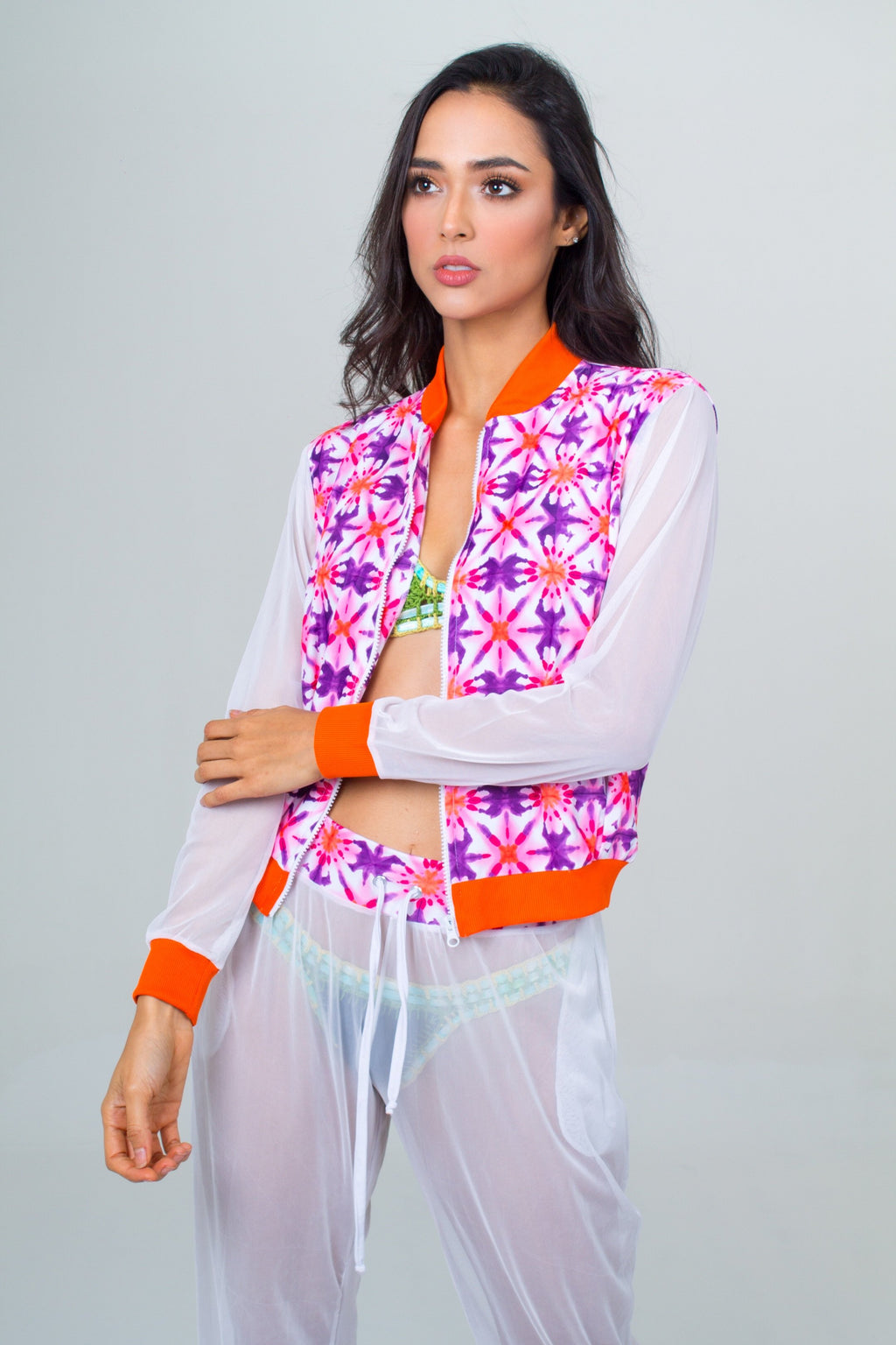 Bomber Jacket and Jogger Pant Beach Set- Orange Unicornio Azul 