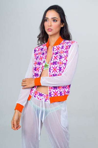 Bomber Jacket and Jogger Pant Beach Set- Orange Unicornio Azul 