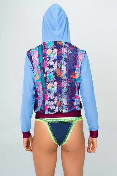 Floral Beach Hoodie- Light Blue Unicornio Azul 