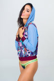 Floral Beach Hoodie- Light Blue Unicornio Azul 