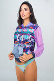 Floral Beach Hoodie- Light Purple Unicornio Azul 