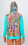 Multicolored Beach Hoodie- Psychedelic print Unicornio Azul 