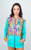 Multicolored Beach Hoodie- Psychedelic print Unicornio Azul 
