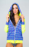 Multicolored Beach Hoodie- Blue Unicornio Azul 