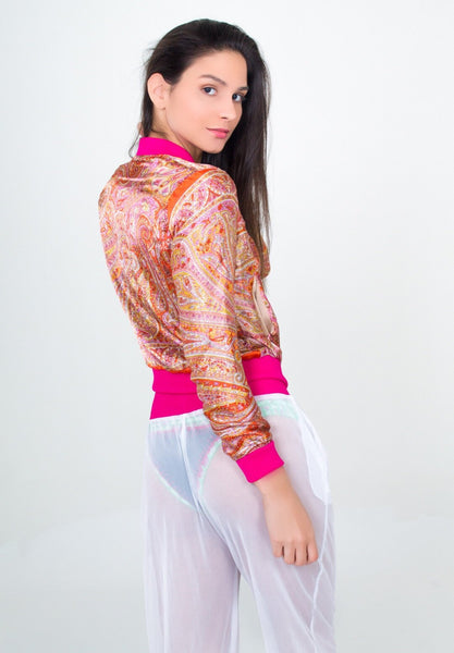 Bomber and Jogger Pant Beach Set- Fuchsia/Orange Unicornio Azul 