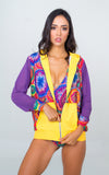 Multicolored Beach Hoodie- Yellow Unicornio Azul 