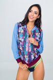 Floral Beach Hoodie- Light Blue Unicornio Azul 