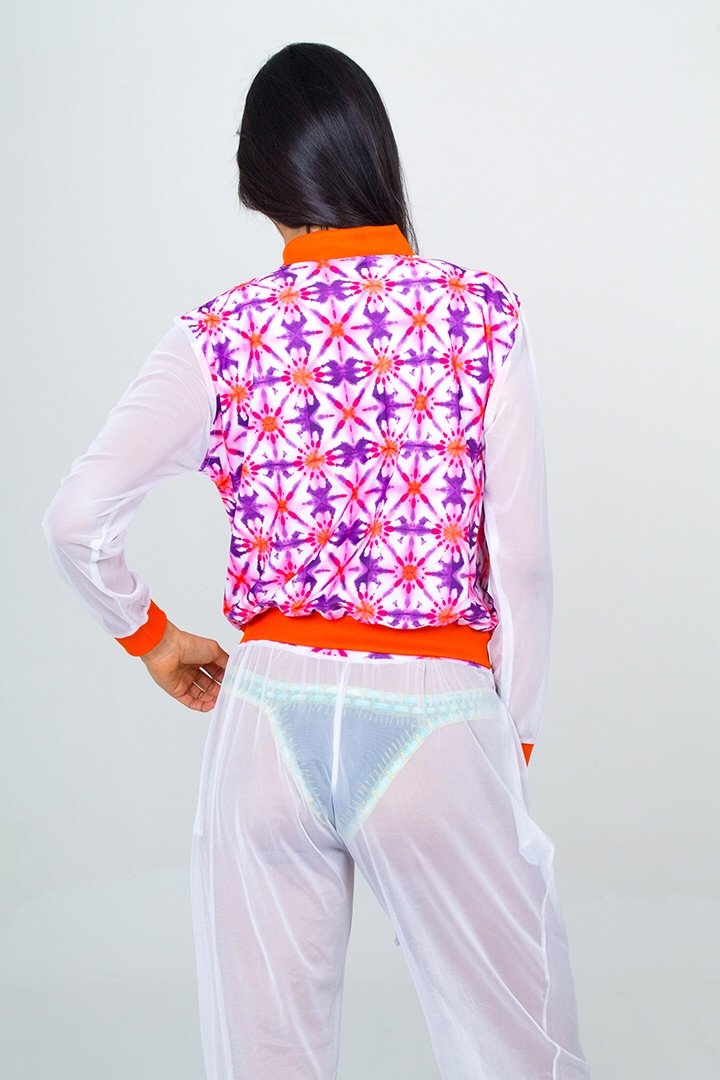 Bomber Jacket and Jogger Pant Beach Set- Orange Unicornio Azul 