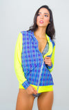 Multicolored Beach Hoodie- Blue Unicornio Azul 