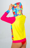 Multicolored Beach Hoodie- Red Unicornio Azul 